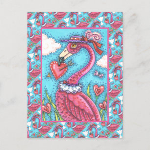 ROSA FLAMINGO VALENTINE HEARTS, LOVE BIRD STOLLIG HELG VYKORT