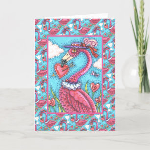 ROSA FLAMINGO VALENTINE HEARTS, LOVE BIRD STOLLIG HELGKORT