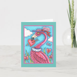 ROSA FLAMINGO VALENTINE HEARTS, LOVE BIRD STOLLIG HELGKORT