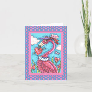 ROSA FLAMINGO VALENTINE HEARTS, LOVE BIRD STOLLIG HELGKORT