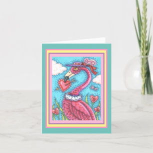 ROSA FLAMINGO VALENTINE HEARTS, LOVE BIRD STOLLIG HELGKORT
