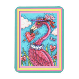 ROSA FLAMINGO VALENTINE HEARTS, LOVE BIRD STOLLIG MAGNET