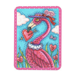 ROSA FLAMINGO VALENTINE HEARTS, LOVE BIRD STOLLIG MAGNET