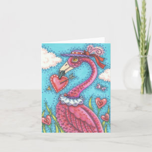 ROSA FLAMINGO VALENTINE NOTE CARD *Anpassa Helgkort