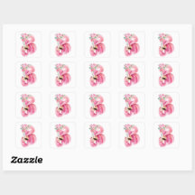 Rosa FLAMINGO VALENTINE Square Sticker