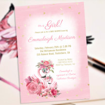 Rosa Flamingo Vattenfärg Ballerina Baby Shower