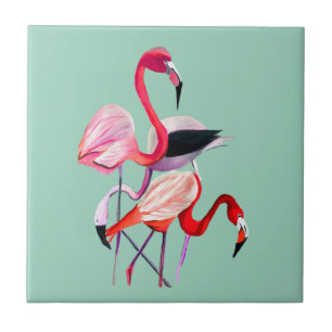 Rosa flamingo vattenfärg illustration kakelplatta