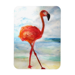 Rosa Flamingo Vattenfärg Konst Foto Magnet