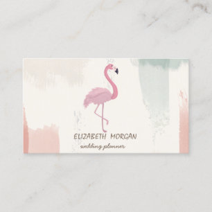 Rosa Flamingo, Vattenfärg Penseldrag Visitkort