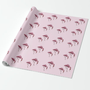 Rosa Flamingo Vin Drinker Funny Mönster Presentpapper