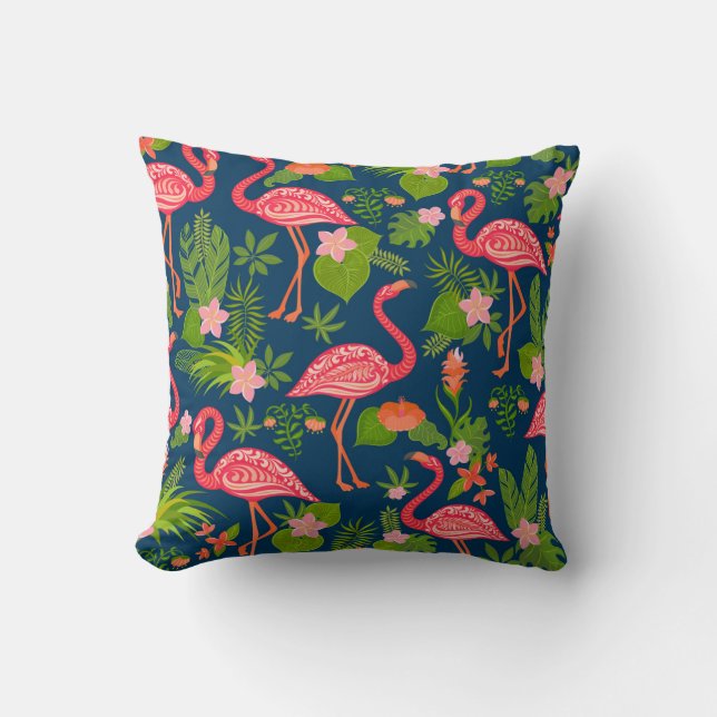 Rosa Flamingo: Vintagen Turquise Stripe Kudde (Framsida)