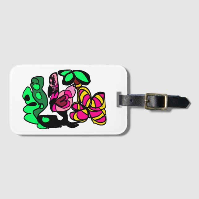 Rosa flamingo visar vibe  bagagebricka (Framsida horisontal)