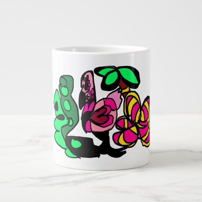 Rosa flamingo visar vibe  jumbo mugg (Framsidan)