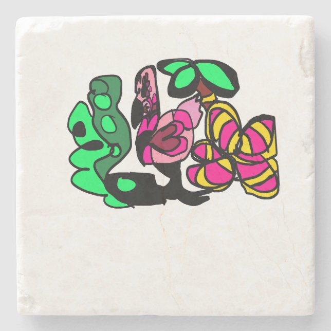 Rosa flamingo visar vibe  stenunderlägg (Framsidan)