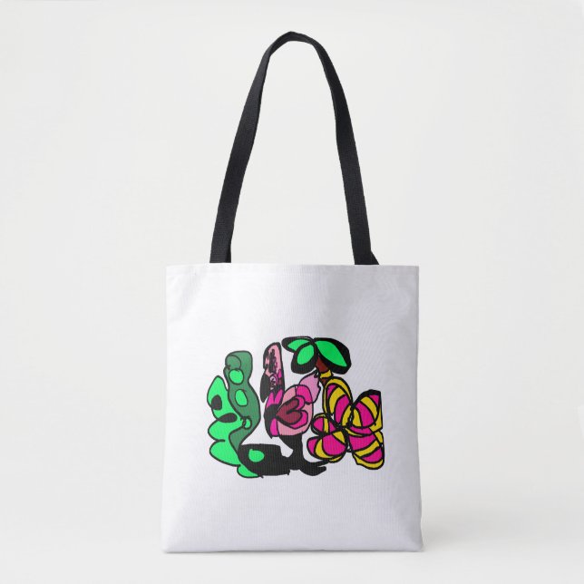 Rosa flamingo visar vibe  tygkasse (Framsida)