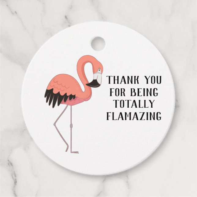 Rosa Flamingo Vit Helt Flammande Födelsedag Gåvor Etiketter (Framsida)