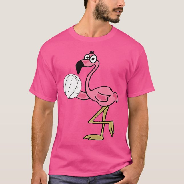 Rosa Flamingo Volleyball T Shirt (Framsida)