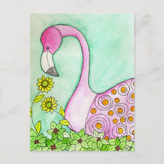 Rosa Flamingo Vykort (Framsida)