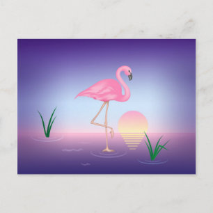 Rosa Flamingo Vykort