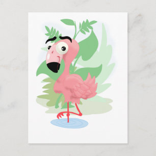 Rosa Flamingo Vykort