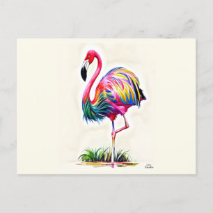 Rosa Flamingo-vykort Vykort
