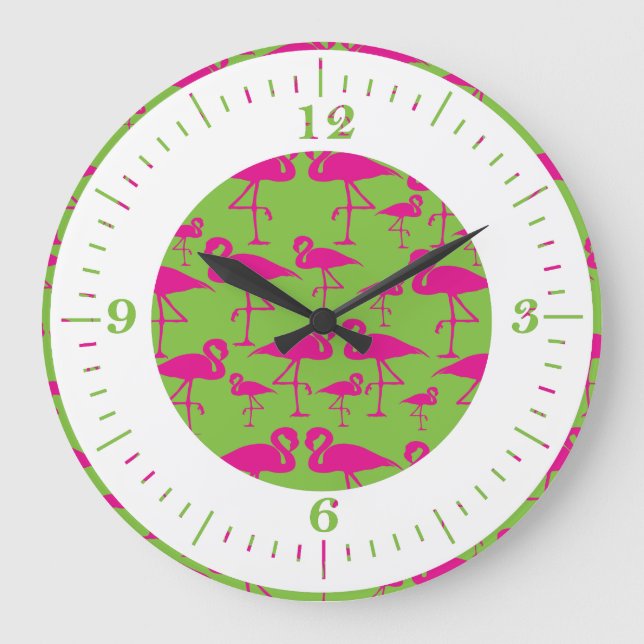 Rosa Flamingo Wall Clock Stor Klocka (Framsida)