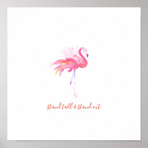 Rosa Flamingo Watercolor Art Poster