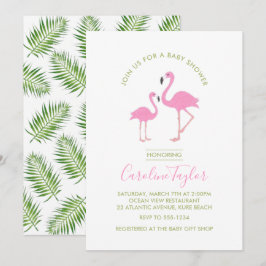 Rosa Flamingo Watercolor Baby Shower Inbjudningar