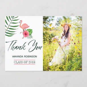 Rosa Flamingo Watercolor Luau Studenten Tack Kort