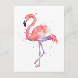 Rosa Flamingo Watercolor Postcard Vykort