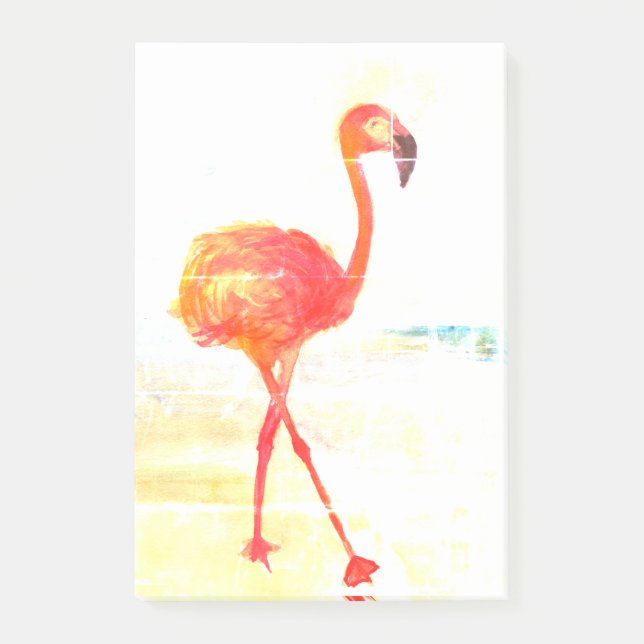 Rosa Flamingo Watercolor Teckning Post-it Notes Block (Framsida)