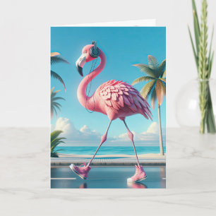 Rosa Flamingo Wearing Sneakers Kort