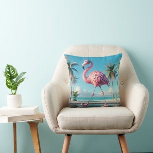 Rosa Flamingo Wearing Sneakers Kudde