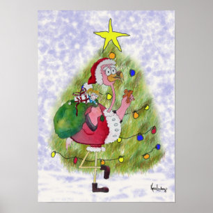 Rosa Flamingo Whimsical God jul Poster