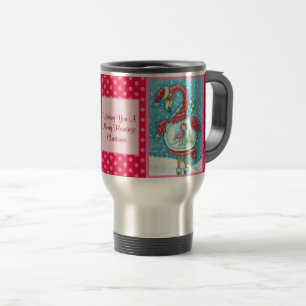 ROSA FLAMINGO, WHITE CHRISTMAS TRAVEL COMMUTER MUG RESEMUGG