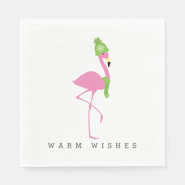 Rosa Flamingo Winter jul Napkins Pappersservett (Framsidan)