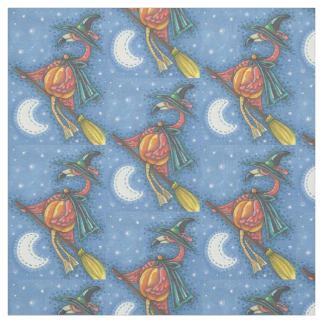 ROSA FLAMINGO WITCH, HALLOWEEN FABRIC Repeat Tyg (Provkarta)