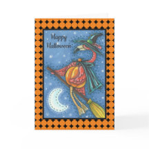 ROSA FLAMINGO WITCH HALLOWEEN GREETING CARD Blank