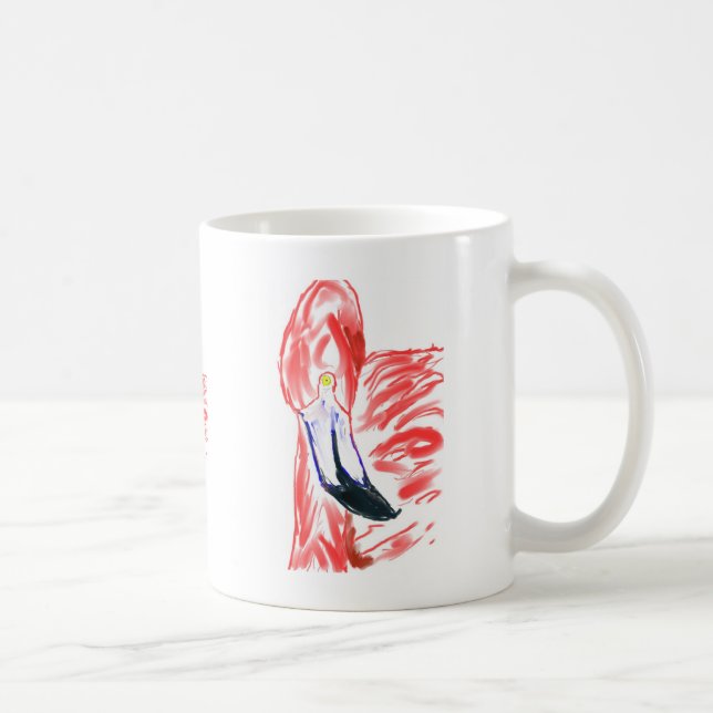 Rosa Flamingoe för Flamingooljemålning teckning Kaffemugg (Höger)