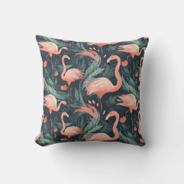 Rosa Flamingoes in Ferns Kudde