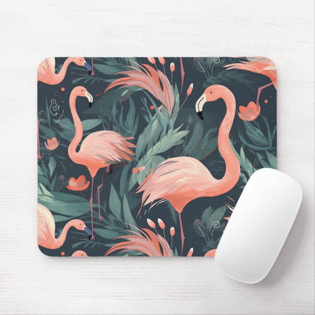 Rosa Flamingoes in Ferns Musmatta (Med mus)