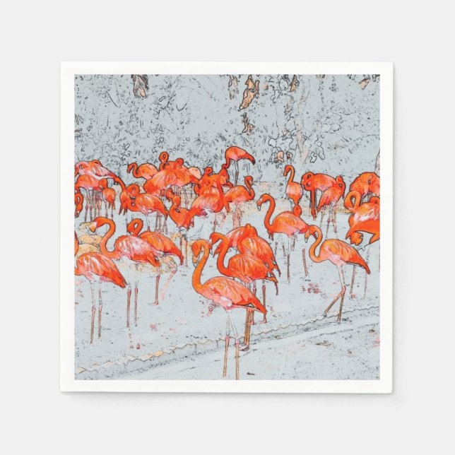 Rosa Flamingoes Napkins Pappersservett (Framsidan)