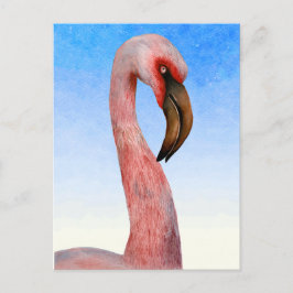 Rosa flamingofågel akvarellmålning vykort