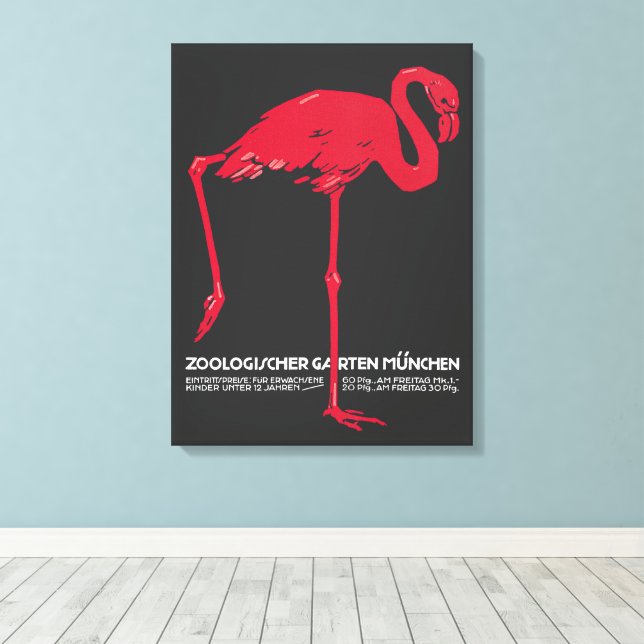 Rosa flamingofågel i München Zoo i Tyskland Canvastryck (Insitu (trägolv))