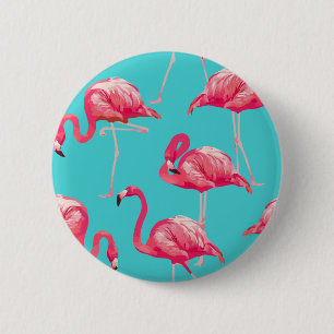 Rosa flamingofåglar på turkosbakgrund knapp