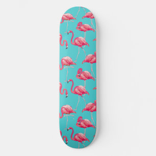 Rosa flamingofåglar på turkosbakgrund mini skateboard bräda 18,7 cm