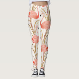 Rosa Flamingogenomköraredamasker Leggings
