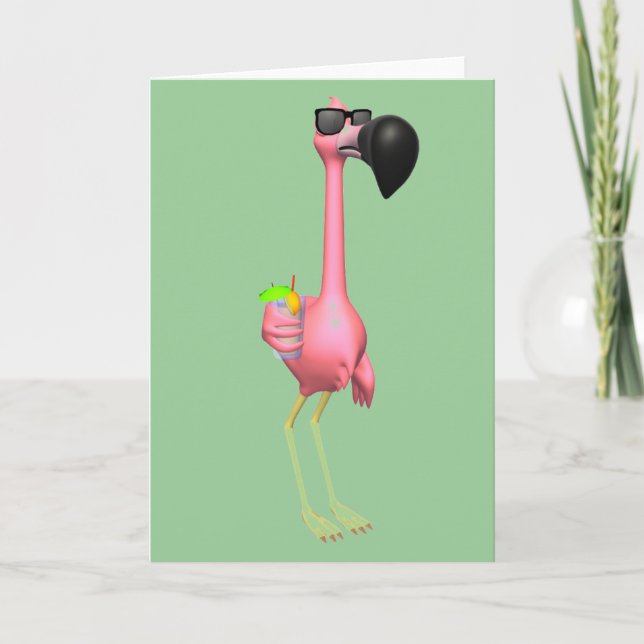 Rosa Flamingohälsningkort Kort (Framsida)