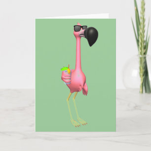 Rosa Flamingohälsningkort Kort