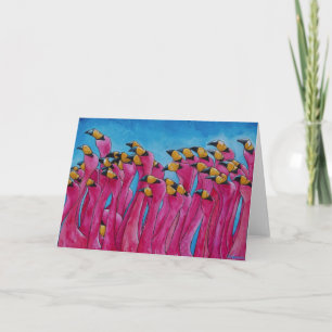 Rosa Flamingohälsningkort Kort